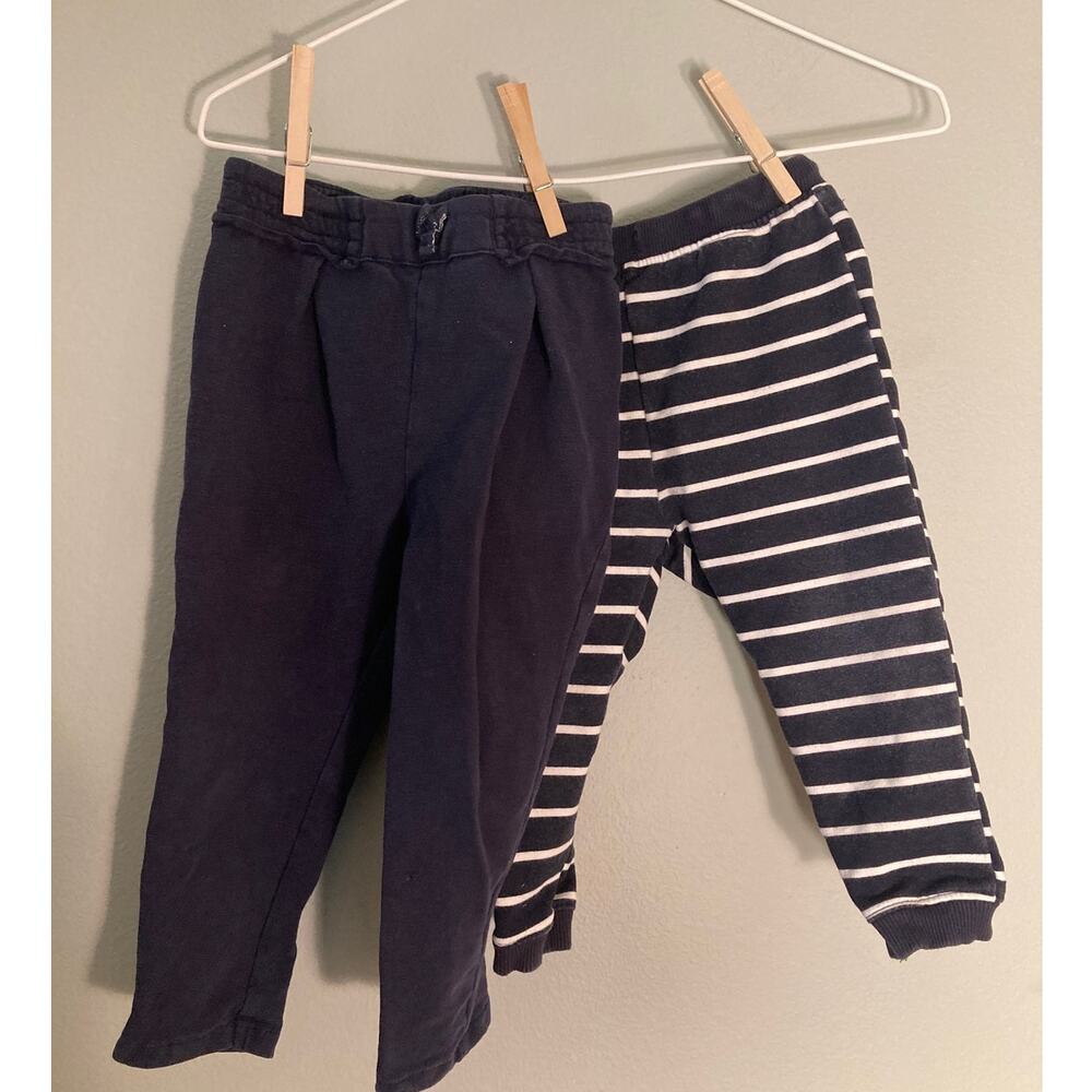 Zara Baby TWO Pairs of Pants Navy & Striped ~ Sz 18 - 24 Mo ~ Beach Ready!